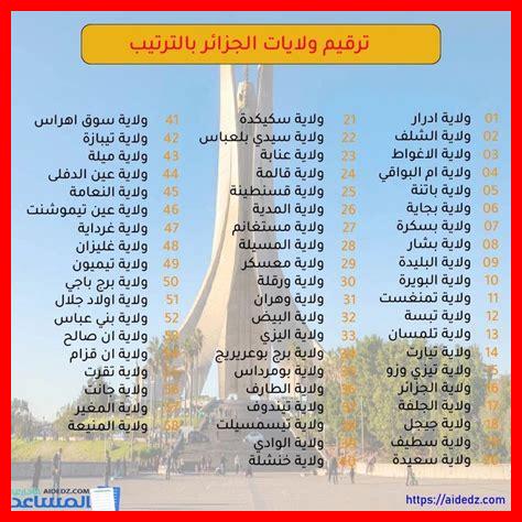 ولايات الجزائر بالترتيب 48 ولايات الجزائر بالترتيب 48